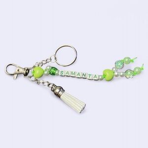 Keychain beaded purse charm with personalized Name